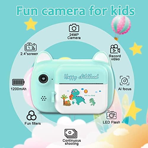 Фејлок Инстант Камера За Деца, 32гб Камера СО Хартија За Печатење За Девојчиња, 2.4 Екран HD 1080p IPS Грижа За Очи Детска Дигитална