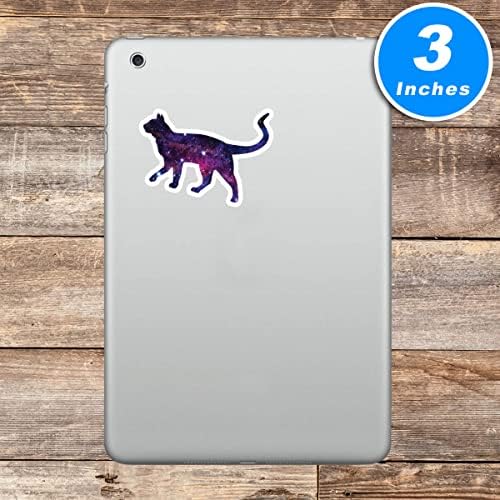 Налепница за галаксија за одење со мачки - налепници за лаптоп - 2,5 винил декларации - лаптоп, телефон, налепница за декорации