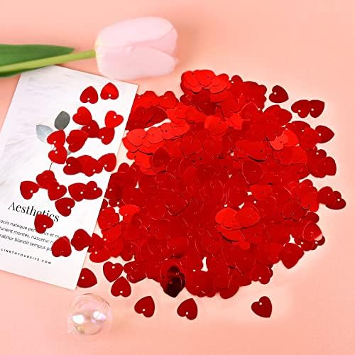 Кеазиу 633 парчиња Срцева Маса Конфети Црвена Љубов Срце Конфети Денот На Вљубените Забава Светки Годишнина Свадба Ангажман Невестински