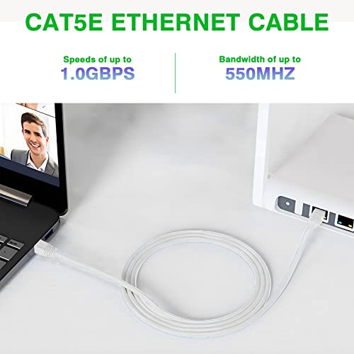 Ultrapoe CAT5E Надворешен кабел за етернет 100ft CAT 5 мрежен кабел, RJ45 CAT 5 Ethernet кабелски кабел бел, 350MHz / Gigabit Network UTP LAN кабел