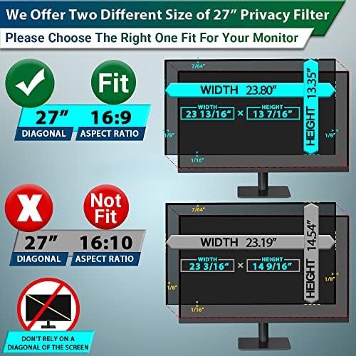 [2PACK] 2023 Надградба 27 инчен Компјутерски екран за приватност филтер за 16: 9 екранот за приватност на мониторот за широк екран/сина