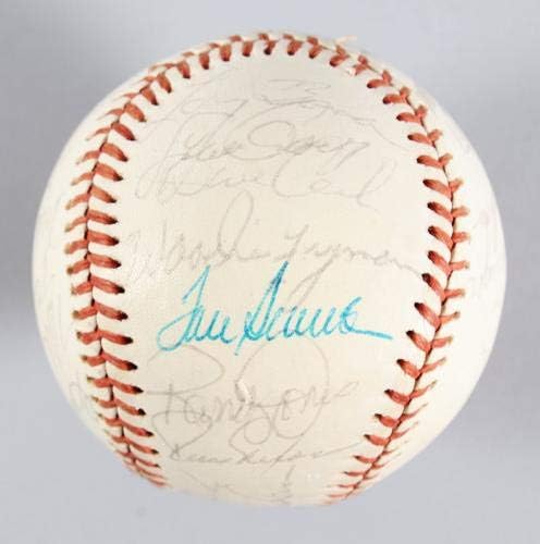 1976 година во Бејзбол потпишан од тимот на Ол-Старс Том Савер, nyони Бенч, итн.-COA JSA-Автограм Бејзбол