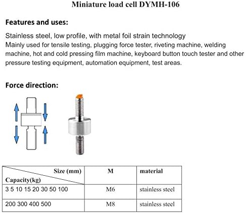 М6 М8 Минијатурен сензор за затегнување Индустриски автоматски автоматски чувствителност на допир тест оптоварување ќелија DYMH106 5kg