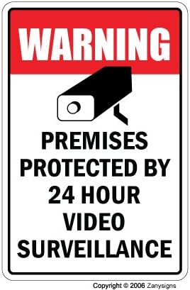 Знак ЗА Видео НАДЗОР Заштитен Имот 24 Часовна безбедносна заштита предупредување | Внатрешен/Надворешен | 20 Висок Пластичен Знак | Знак