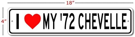 1972 72 Шеви Шевел Го Сакам Мојот Автомобил Алуминиумски Знак, Гаражен Ѕиден Декор, Човек Пештерски Знак-4х18 инчи
