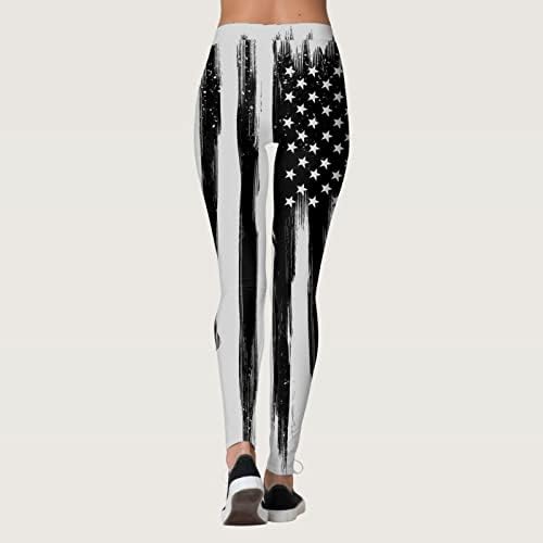 Јога хеланки за жени Контрола на стомакот во САД, лента со знамиња, џогер панталони Беспрекорен тренинг фитнес спорт активни јога панталони