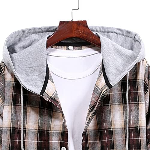 Zуер Машки карирани кошули со кошули со аспиратор Зимски лабави фланели кошули копче надолу по долги ракави Обични јакни лесна тежина