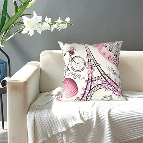 Aseello Париз кула Фолт перница, мека квадратна перница за кауч софа кревет спална соба дневна соба, 18 х 18 инчи