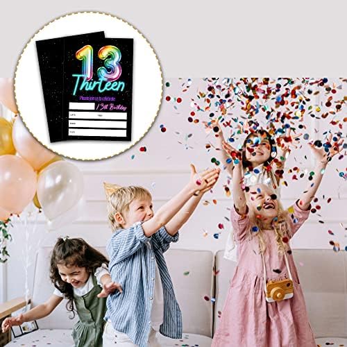 Покани за 13 - ти Роденден Со Пликови-Картичка За Покана За Роденденска Забава Со Балон Со Виножито За Девојчиња / Момчиња-Пополнување