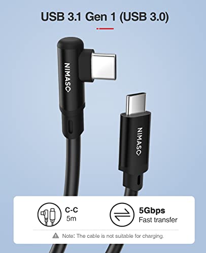 Nimaso USB 3.0 Link Cable 16FT, компатибилен со Meta / Oculus потрага 2 / Quest1, голема брзина на компјутерски трансфер на податоци USB C на USB