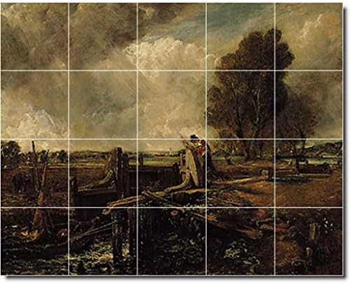 Керамички Плочка Фреска-Џон Констабл Сликарство Земја 228. 60 W x 48 H 12x12 Плочки