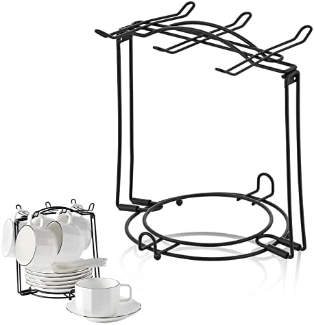 Детска решетка за чаши за кафе, држач за чаши за чаши, организатор на садови, штанд за приказ на teacup, железен чај сет корпа