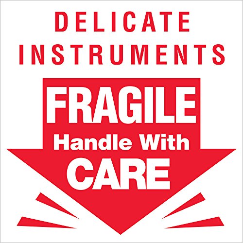 „Деликатни инструменти - кревки“ етикети/налепници, 3 x 3, црвено/бело, 500 етикети по ролна
