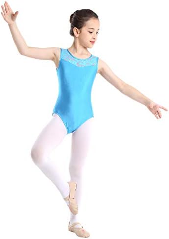 Yartina Девојки девојчиња балет танц гимнастика Леотард едно парче цветно чипка затегнување назад танцувачка облека за јога спортови спортови