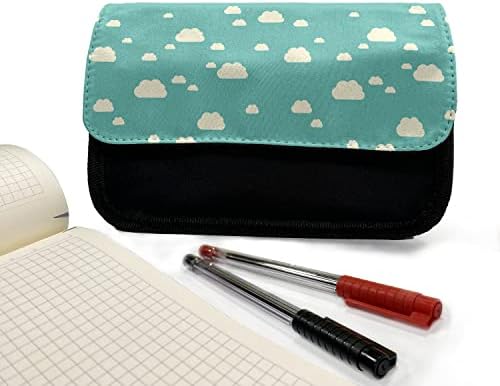Зачудувачки куќиште на тиркизен молив, тема за одмор на пикник, торба со молив со ткаенини со двоен патент, 8,5 x 5,5, морска зелена слонова