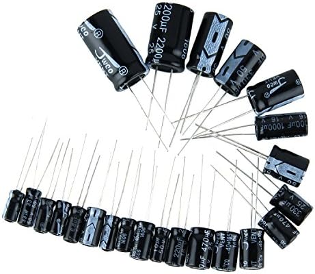Tenging125pcs 25 вредности Вкупно Електролитички кондензатори Комплет за асортиман Сет 1UF до 2200UF