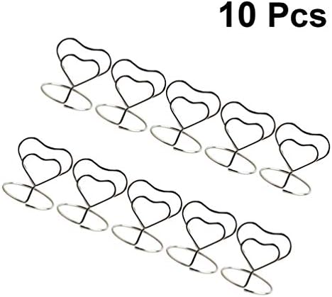 Topbathy 10pcs Метална место држач за картички на срцева форма на форма на форма на табела Број на броеви жици клипови Фото држач