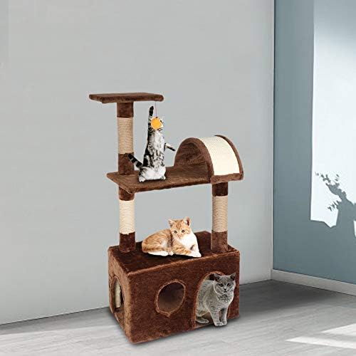 XYYSSM 39 мачка дрво, мала кула за мачки, кондо, гребење на пост со кадифен кондо, гребење на пост, играчка, кафеава