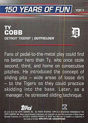 2019 Ден на отворање на Топс 150 години забава сет #yof-1 ty cobb tigers mlb бејзбол картичка nm-mt