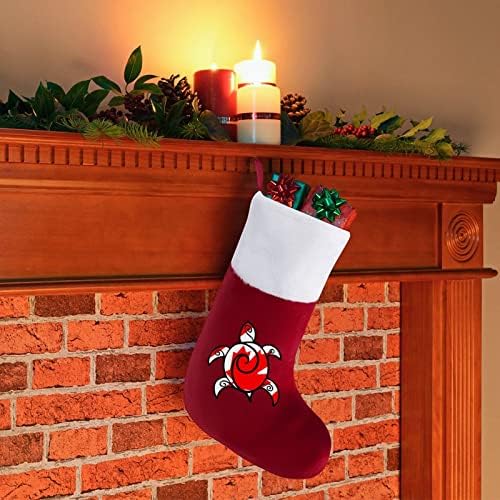 Канада знаме желка Божиќни чорапи за порибување со кадифен камин што виси за Божиќно дрво
