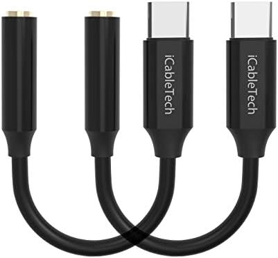 iCableTech USB C Адаптер За Слушалки, 2 Пакет Пиксели 2 Адаптер ЗА Слушалки USB-C На Адаптер за Приклучок за Слушалки 3,5 mm Аудио Hi-Res