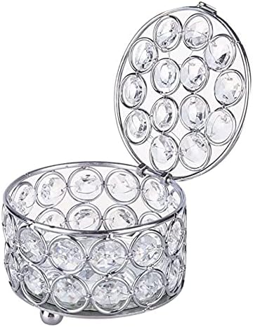 Либер Осветлување Багажник За Складирање Накит Тркалезна Кристална Кутија За Накит Мониста Организатор На Ситници Со Огледало