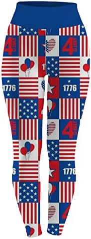Американско знаме патриотски нозе женски стомак контрола на стомакот во САД, лента со панталони со starвездени панталони, затегнување на задникот за кревање пантало
