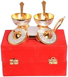 Сребрена и златна позлатена количка за маса за подарок во Дивали