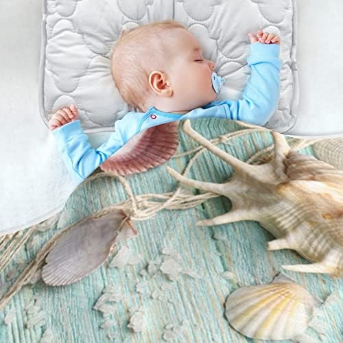 Seaвездите на морските starsвезди дрвени унисекс меки бебешки ќебе за креветчето за креветчето за дневно згрижување со густ и мек материјал