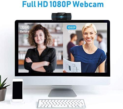 2022 Надградена 2048 x 1080 Целосна HD Веб Камера 2K 30 fps Компјутер, 90° Широк Агол За КОМПЈУТЕР Лаптоп Компјутер Зум Skype Средба Видео Повик