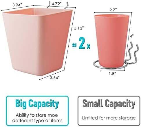 Додатоци од 1/8-инчен и 1/4-инчен Pegboard, 12 пакувања големи чаши од штипки за складирање на табли со куки, за гаража работна маса/занаетчиска