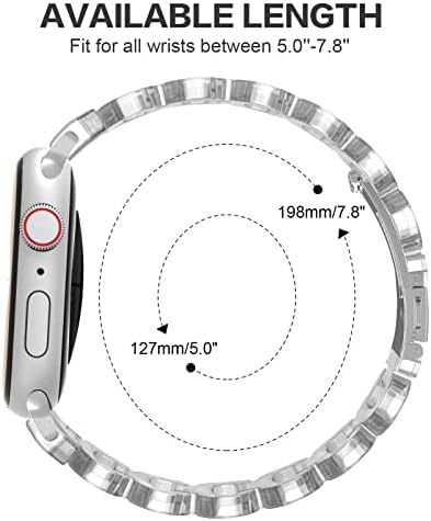 Auxiracer смола гледајте опсег компатибилен со Apple Watch Band 38mm 40mm 41mm, тенок каиш од смола со тока од не'рѓосувачки челик за серија iWatch SE 8 7 6 5 4 3 2 1 Замена на светлината за рачн