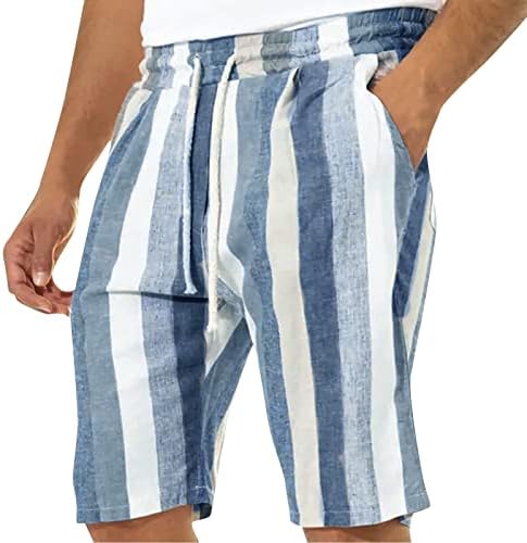 Mens Capris Обични лесни шорцеви со цртеж еластична половината плажа јога појас џеб домашни шорцеви за мажи