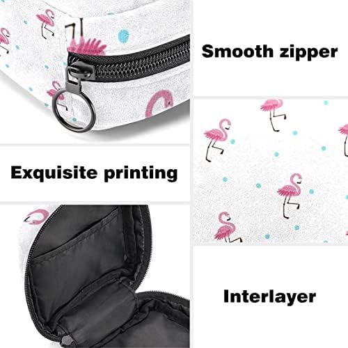 Ориекан санитарна торба за складирање на салфетка, преносна менструална подлога за патенти, торбичка за складирање на тампон за жени девојки, цртани розови фламин?