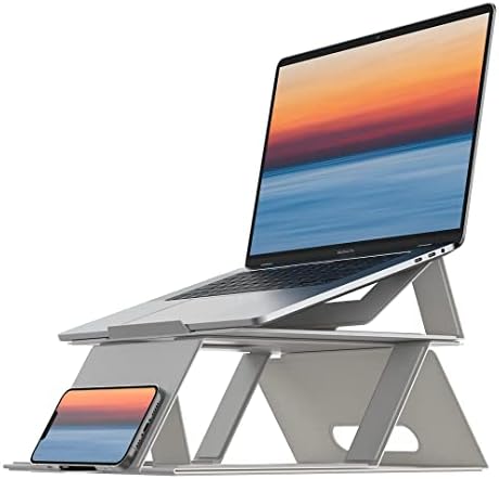 Стенд за преносен лаптоп на коикличен, преклопен ергономски компјутерски штанд за лаптоп, прилагодливи повеќекратни држави за склопување на