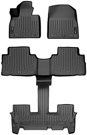 SmartLiner Custom Fit Floor Mat Black 2 Row Set Компатибилен со 2020-2023 Hyundai Palisade w/седишта за корпи