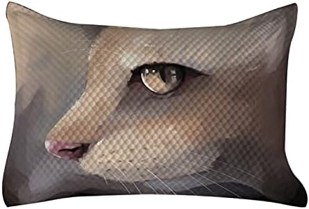 Ambesonne Cat vicilted pemowcover, илустрација мачка портрет маче зум на лице големи очи мустаќи со современ дизајн, стандарден наслов на акцент на кралот со големина на спална со?