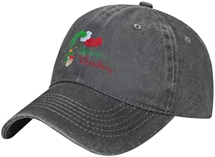 Среќен Божиќ измие обична капа за бејзбол, ретро прилагодлив тато капи за мажи/жени