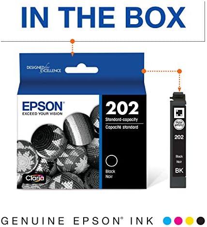 Epson T202 Claria -ink Стандарден капацитет Црн -Картриџ за избрани печатачи на изразување и работна сила Epson