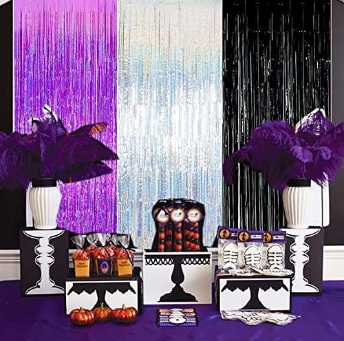 Декорации за дипломирање на забава Виолетова сребрена црна црна боја 2023/Виолетова црна матура декорации 2023/роденденски украси