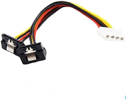 Конектори ide 4pin molex машки m до SATA Dual 2x15pin f женски 90 степени со сплитер на шрапнели Y 1 до 2 продолжение на хард диск кабел - кабел за напојување -