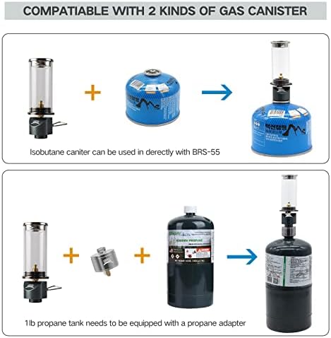 BRS на отворено пропански бутански гас ламба свеќа свеќа за свеќи за кампување за кампување стакло мантил Фенер за надворешно