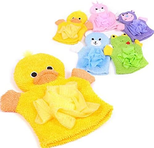 Детски пешкир за пешкир со двојна цел со двојна намена сунѓер за бања за бања Бања Бања за пенење на уреди жолто патка
