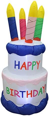 Пакет за украси на две роденденски забави, вклучува 6 нозе високи надувување среќен роденден торта со 4 свеќи, и 4 нозе високи надувување
