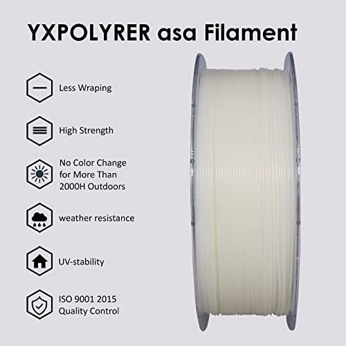 Yxpolyer ASA FILAMENT 1.75mm, топлина и високо отпорна на временски услови UV-стабилност УВ-филамент, без промена на бојата за