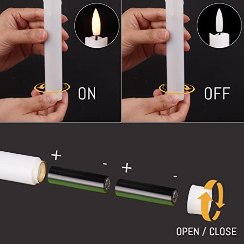 Viodaim Flamless Taper Candles Battery Работена со батерија: треперење на лежични предводи од прозорецот за капење со далечински и тајмер самрак