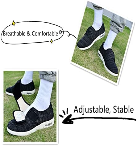 ZGDG дијабетични чевли за мажи широка ширина едем чевли за отечени нозе со прилагодлива лента лесни патики кои не се лизгаат со лизгање за стари
