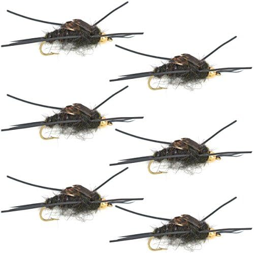 Местото за риболов на мува, волфрам на мушка глава Нимфа мува риболов летаат - црниот камен на Кауфман со гумени нозе - влажна мува од