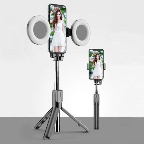 Штанд со боксер и монтирање компатибилен со vivo y21s - finllight selfiepod, Selfie Stick Extendable Arm со прстенеста светлина за Vivo