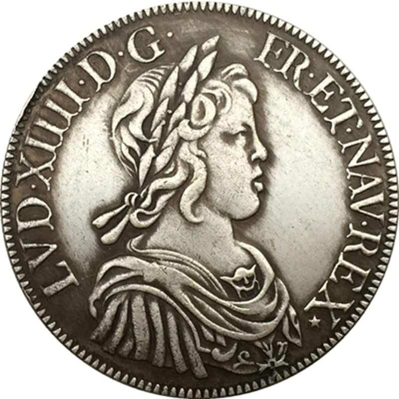 1643 Француски монети чисти бакарни сребрени позлатени антички сребрени доларни монети колекција за ракотворби може да дува